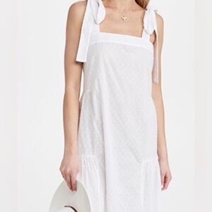 Playa Lucila White Swiss Dot MIDI Length Sundress Sz XL